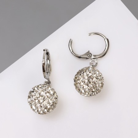 Earrings with “Shambhala” rhinestones, white color in silver-3