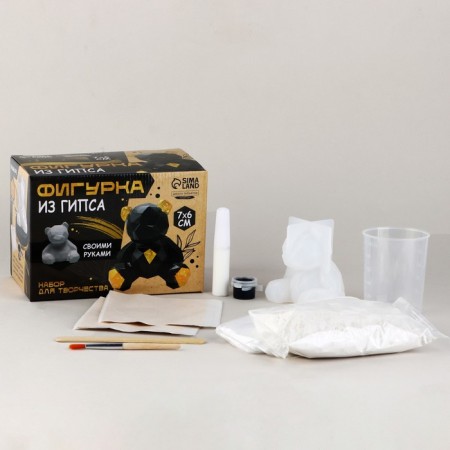 DIY interior figure from gypsum “polygonal gypsum bear”, 7 x 6 cm, set for creation-2