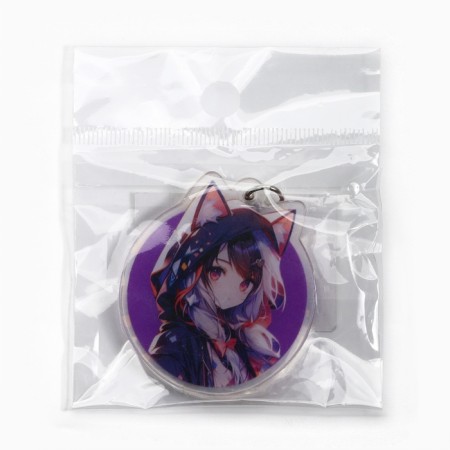 Key keychain holographic "cat", 5 x 4.5 cm-5