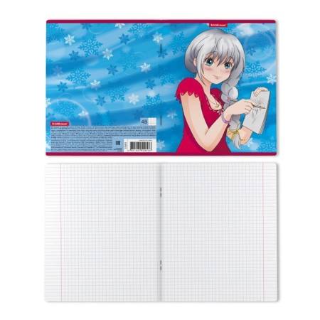 Notebook of 48 sheets in the Erichkrause anime cage, cover coated cardboard, offset block, whiteness 100%, mix-6