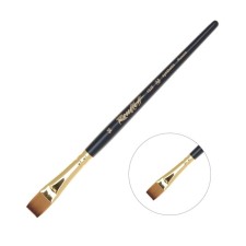 Кисть Roubloff Синтетика, имитация колонка, плоская, серия 1S25 № 14, ручка короткая чёрная матовая, жёлтая обойма
