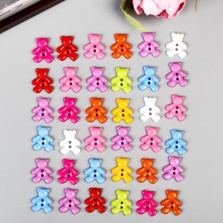 Buttons plastic for creativity 2 punctures "bears" set 36 pcs 1.6x1.9 cm-2