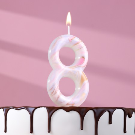 Candle in the “White Marble” cake, number “8”, giant, 9 cm