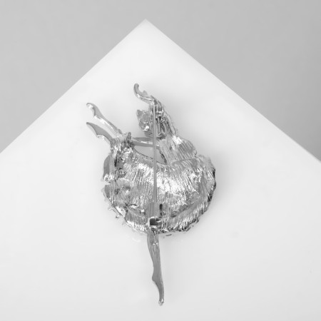 Brooch "Ballerina", white color in silver-1