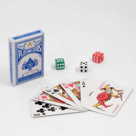 Poker, set for the game: 3 cubes, 1.5 x 1.5 cm, cards 54 pcs, 5.5 x 10.5 cm-1