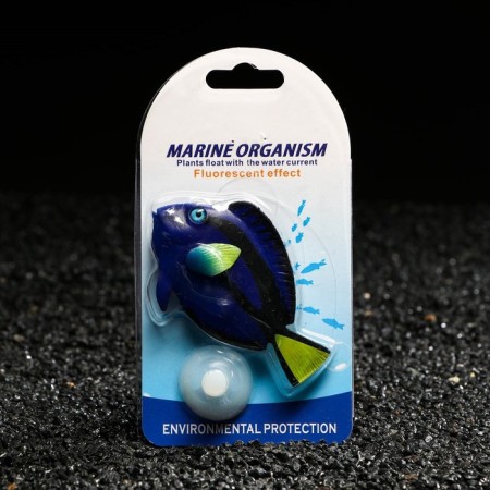 Decor for the Aquarium "Blue Surgeon", silicone, with a neon effect, 8.5 x 5 cm-1
