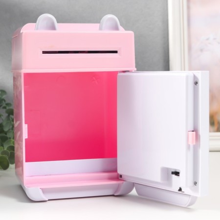 Piggy bank plastic d/coins and bills "safe with ears" code castle, sound 3AA mix 20x12.2x13 cm-5