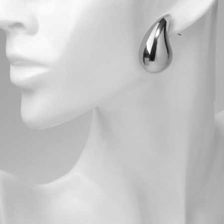 Earrings Plastic "drop" curved swing, color silver-4