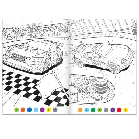 Coloring on the numbers "Champions Race", 16 pp., A4 format-2