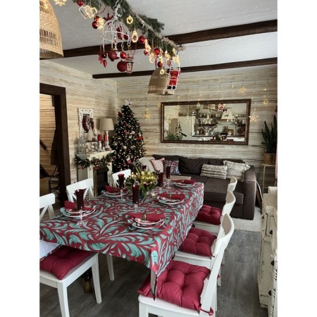 FIR tablecloth, patterns, size 140x150 cm, red-5