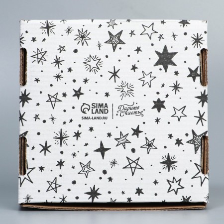 Box a gift team with a window, packaging, "stars", white, 16x8x16 cm-4