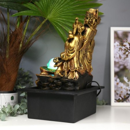 Three Elders with children and gold, 35x25x20 cm desktop fountain from the network-3