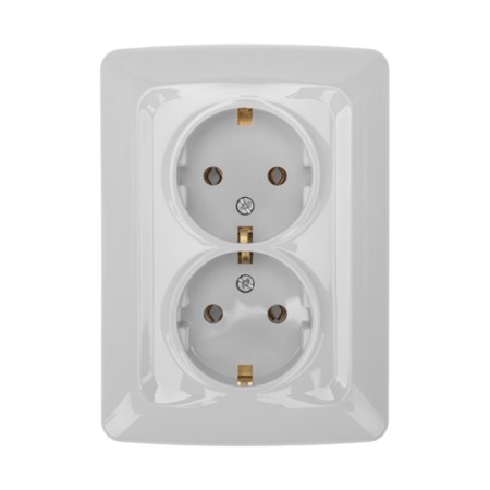Kranz double outlet with ground, hidden installation, 16a, white KR-78-0218