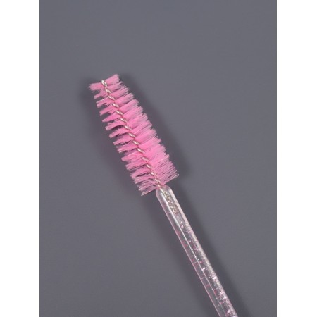 Brushes for eyebrows and eyelashes, set - 10 pcs, 9.5 cm, pink/transparent color-4