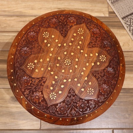 Table "Flowers" wood 37x37x47 cm-3