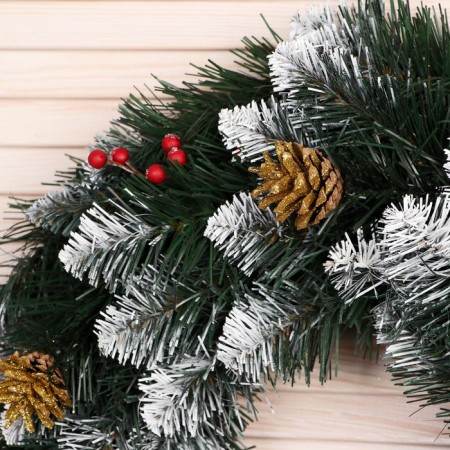 New Year wreath "Interior snow -white" bump gold + berry 40 cm-1
