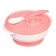 A set of children's dishes "Daughter", 3 objects: a plate on a suction cup, cover, spoon, pink color