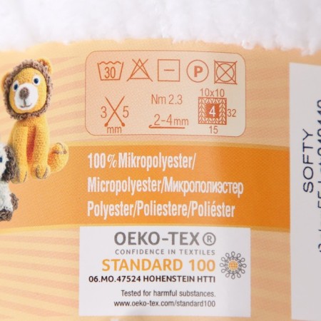 Yarn "Softy" 100% micropoliester 115m/50g (55 white)-3
