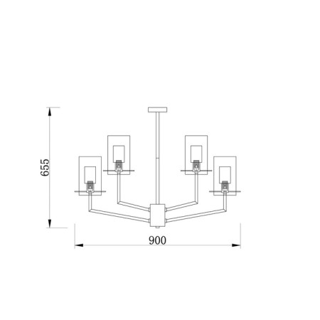 Suspended lamp 60W, 9XE14, 65.5x90 cm, French gold-3