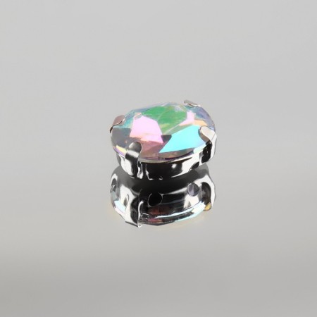 Rhound rhinestones “oval”, in a frame, with holography, 8 × 10 mm, 20 pcs-1