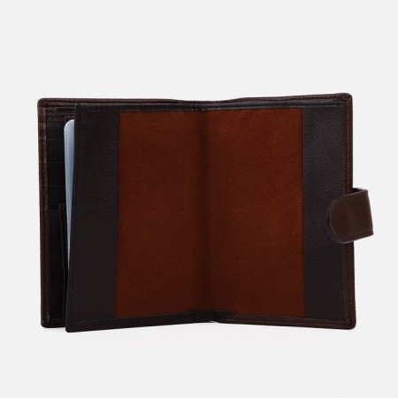 Male purse on the button, 3 in 1, for auto documents, passports, cards, bills, brown color-3
