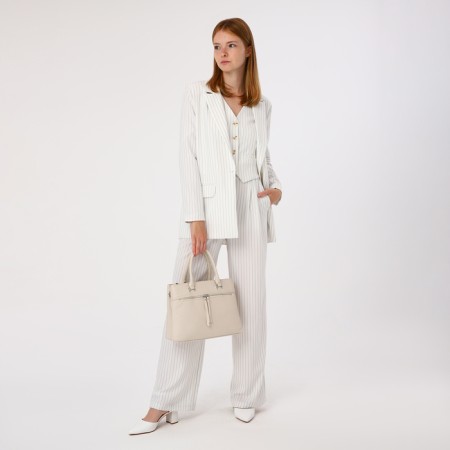 Luggage bag on lightning, 2 external pockets, milk color-7