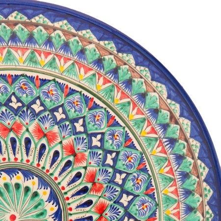 Lryagan Round Rishtan ceramics, 41cm, brown-red-blue ornament-2