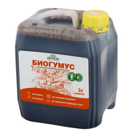 Organic fertilizer of the Ivanovo biohumus, universal, concentrate, canister, 3 liters
