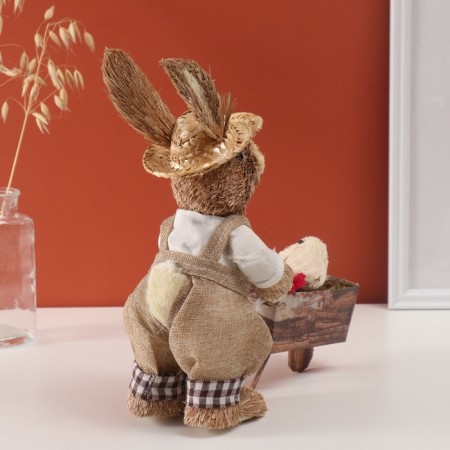 Decor "Bunny with a chicken in a cart" 10x30x27 cm-2