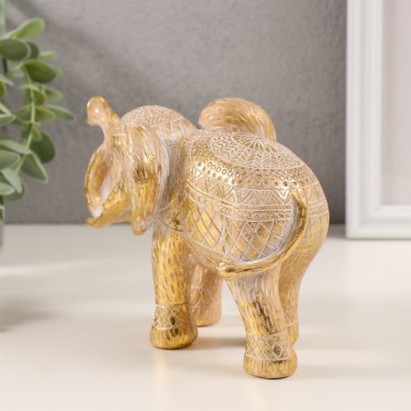 Souvenir Polystone "Elephant. Ethnic patterns" gold 17x5x11 cm-1