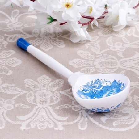 A spoon of a half -bastard with the painting "Gzhel", 19 × 6 cm, mix