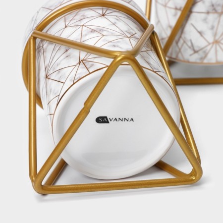 Savanna bathroom set "Geometric", 3 items (soap dish, soap dispenser 290 ml, glass), white color-6