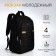 Youth backpack from textiles, 2 lightning departments, 4 pockets, black/orange color