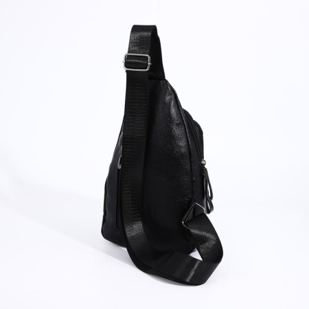 Male sling bag, artificial leather, black color-2