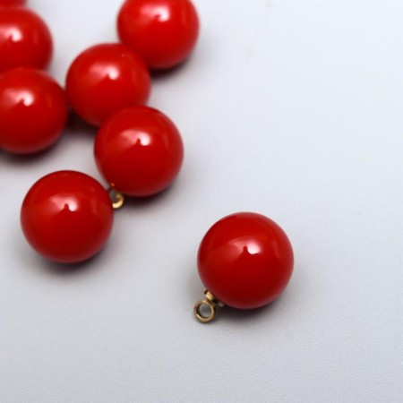 Decor for creativity plastic "Red ball with a loop" set 10 pcs 1.2x1.2x1.4 cm
