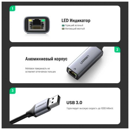 UGREEN USB A 3.0 network adapter - LAN RJ45 1G (50922)-2