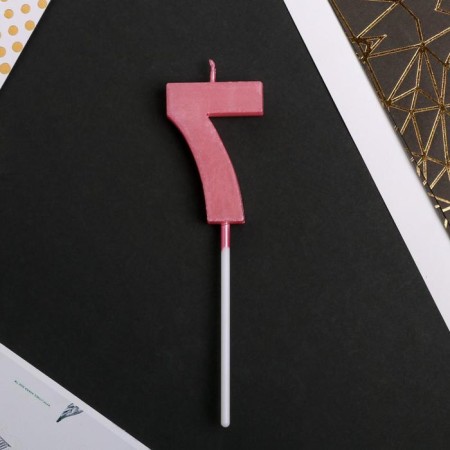 Candle for the cake, the number "7", pink.-3