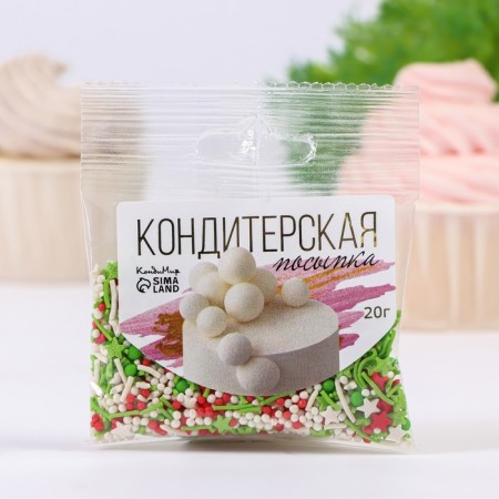 Assorted confectionery: red, green, white, with a soft center, 20 g-1