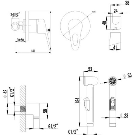 Mixer with hygienic shower built -in Lemark Luna LM4119C-1