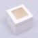 The box is folding, the lid is, with the window, white, 15 x 15 x 15 cm