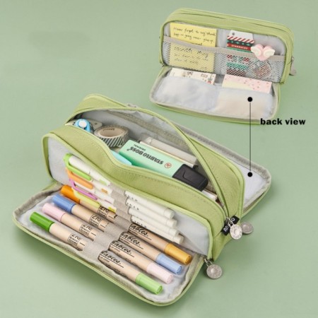 School Penal on the zipper 3-section, green-7