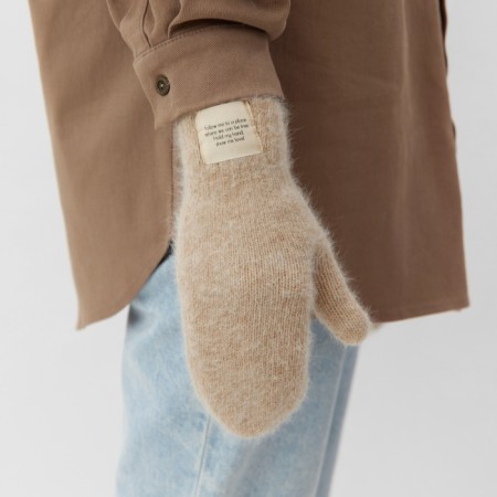Women's mittens MIST with rabbit wool, rr 22 cm, col. coffee-2
