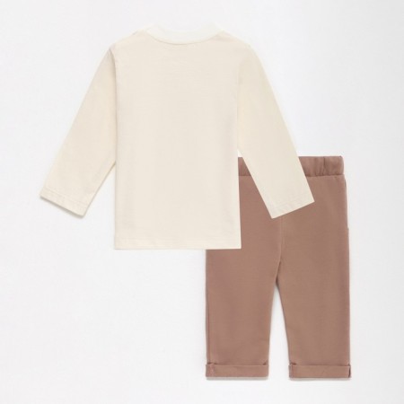 Set: T -shirt with DL. sleeve and pants crumb I am Dreamer, height 62-68 cm, beige-6