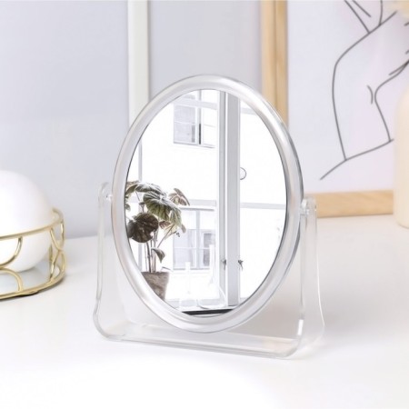 The mirror of the desktop "oval", a bilateral, mirror surface is 11 × 14 cm, the color is transparent-1