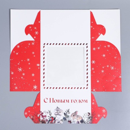 Folding box for 4 cupcakes with the Watercolor window 16*16*10 cm, New Year-6