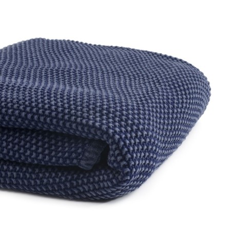Blave made of washed cotton dark blue in color Essential, size 130x180 cm-5