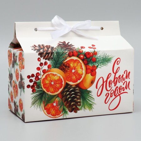 Box for sweets “Happy New Year!”, Oranges, 10 x 18 x 14 cm, New Year-1
