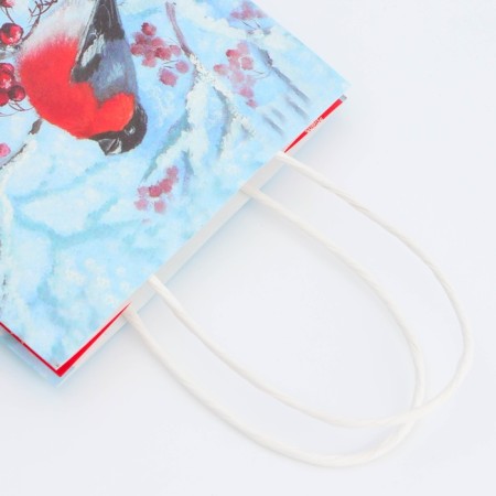 New Year. Paper Gift New Year craft "Bullfinch" 16 x 12 x 6 cm.-2