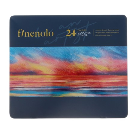 Family pencils 24 colors, finenolo, 3.8 mm, hexagonal, in a metal pencil case-1