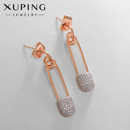 Earrings with rhinestones Xuping Pinker pin, white color in pink gold